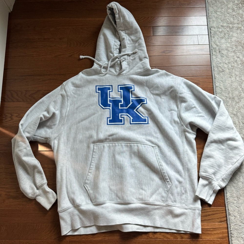 Champion Gray Hoodie with Blue Logo